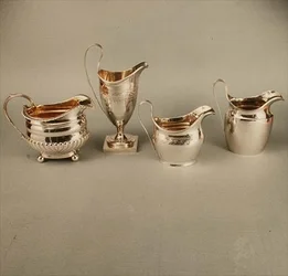 Collection of cream jugs, all George III period (1760-1820)
