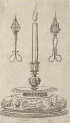 Design for a Candlestick with Candle Wick Trimmers