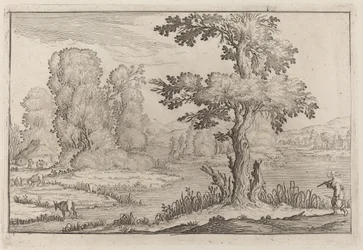 Herdsman and Cows Crossing a River