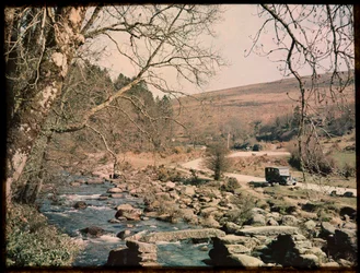 Clapper Bridge, Dartmeet, Widecombe in the Moor, Teignbridge, Devon, UK