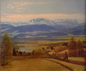 Farmer Plowing in Engadin