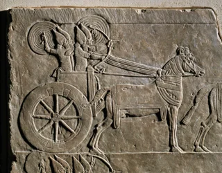 Assyrian war chariot with charioteer
