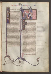 Full page: text and historiated initials, c.1300