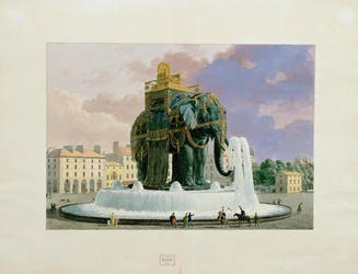 Sketch for a Fountain on the Place de la Bastille with an Elephant