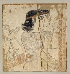 Two Assyrian Dignitaries Behind the Royal Throne, Scene of Audience