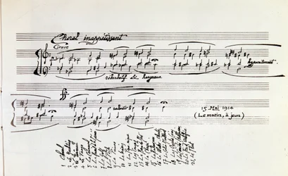 Detail of musical score of Sports and entertainment by Erik Satie
