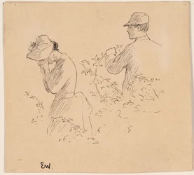 A Young Man and a Crying Young Girl with a Bonnet