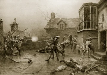 The Last Stand of the Gunpowder Conspirators, 1606, illustration from 