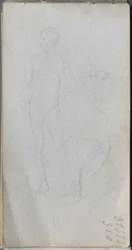 Sketchbook, Page 100: Nude Figure, Profile