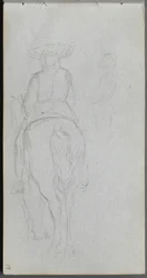 Sketchbook, Page 19: Study of a Figure on Horseback Seen from Behind
