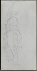 Sketchbook, Page 19: Study of a Figure on Horseback Seen from Behind