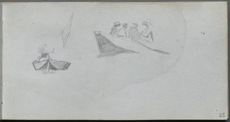 Sketchbook, Page 25: Studies of Figures in Boats
