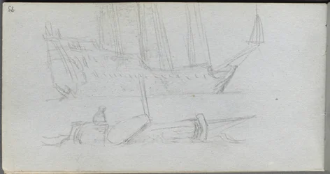 Sketchbook, page 85: Study of a Ship and Buoy