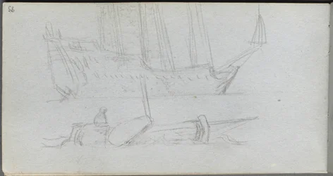 Sketchbook, Page 85: Study of a Ship and Buoy