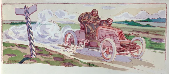 Henri Fournier in His Mors Competing in the Paris-Berlin Rally in 1901