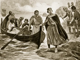 Ethelred the Unready embarking for Normandy, 1013, illustration from 