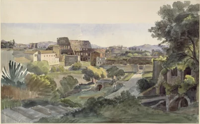 View of the Roman Forum with the Colosseum towards the Lateran