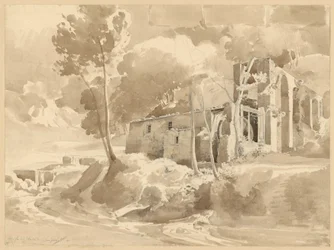Landscape with River and Aqueduct with Mill near Massa