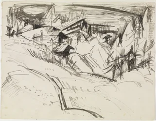Alp with Huts and Firs