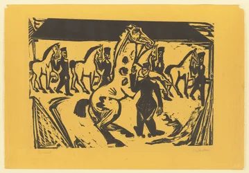 Artillerymen Moving Horses