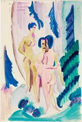 Three Nudes in the Mountain Forest