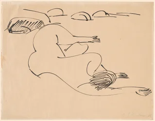 Erna Lying on the Beach among Rocks