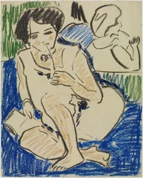 Crouching Woman with Book