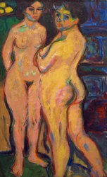 Standing Naked Girls by the Stove