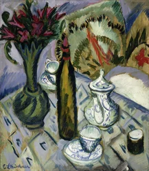 Teapot, Bottle and Red Flowers, 1912