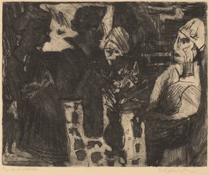 Women at a Table in a Room / Nude Woman