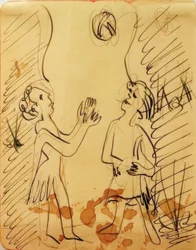 Two Girls Playing Ball