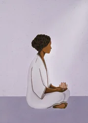 Meditating Woman with Lotus
