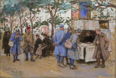 Soldiers at a News Stand, Paris