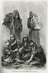 Arabs Ghawarineh, Nomads from the Dead Sea Basin (engraving by E. Ronjat, to illustrate the story of Syria Today by M. Lortet)