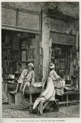 Pearl Dealers in Jaffa (Israel) (engraving by E. Ronjat, to illustrate La Syria d