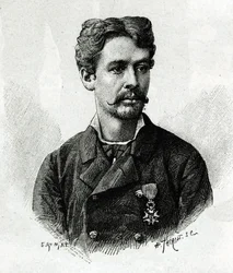 Portrait of Doctor Tautain During the Expedition to Africa 1879-1882 (engraving by E. Ronjat, from a photograph, to illustrate the story 
