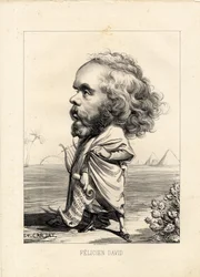 Flying leaf - Illustration by Etienne Carjat: Egypt, Lyre, Pyramids - David Felicien (1810-1876)