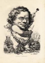 Flying leaf - Illustration by Etienne Carjat (1826-1906): Obesity, Foie gras - Monselet Charles (1825-1888)