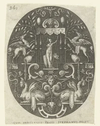 Bellona under a canopy (Ovals with gods, surrounded by grotesques series)