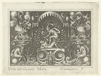 Cain Kills Abel, Flat Decorations with Scenes from the Old Testament in a Grotesque Frame (series title)