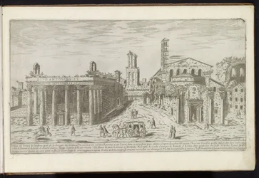 Ruins of the Temple of Antoninus and Faustina and the Temple of Romulus at the Roman Forum