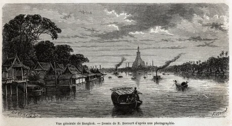 General view of Bangkok (drawing by E.Bocour, to illustrate Henri Mouhot