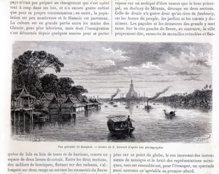 General view of Bangkok. Drawing by E. Bocourt