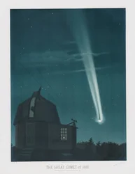 The Great Comet of 1881, Observed on the Night of June 25-26, at 1:30 AM, from The Trouvelot Astronomical Drawings 1881, pub. 1881
