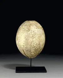 Engraved ostrich egg, c.mid 6th century BC