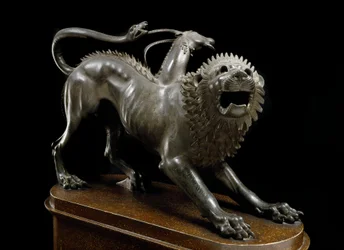 Etruscan Art: Chimera of Arezzo Wounded by Bellerophon - Bronze Sculpture, 400-350 BC - Archaeological Museum of Florence - Height 65 cm