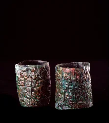 Etruscan civilization: bracelets decor in bronze from the tomb of the bronze tank in Vulci, 680-670 BC