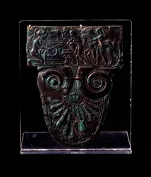 Etruscan civilization: bronze plaque referring to the myth of Troilos, 520 BC