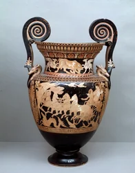 Terracotta Crater with Volutes Representing Aurora on Her Chariot