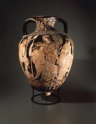 Red-figure pottery, pointed amphora by Perugia painter
